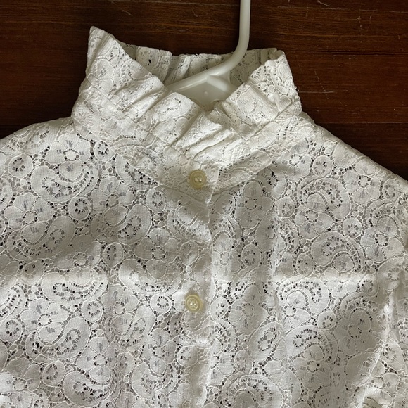 Vintage Elegant White Lace Women's Blouse - Picture 4 of 6